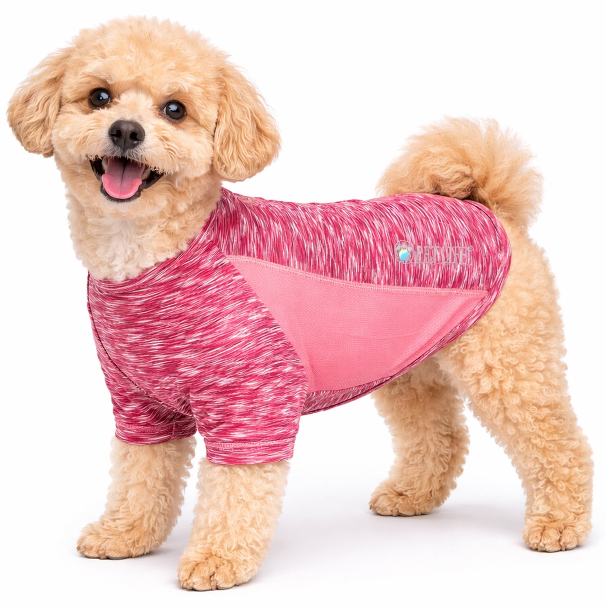 Pet Life ® Active 'Warf Speed' Heathered Ultra-Stretch Yoga Fitness Dog T-Shirt Pink Heather With Light Pink