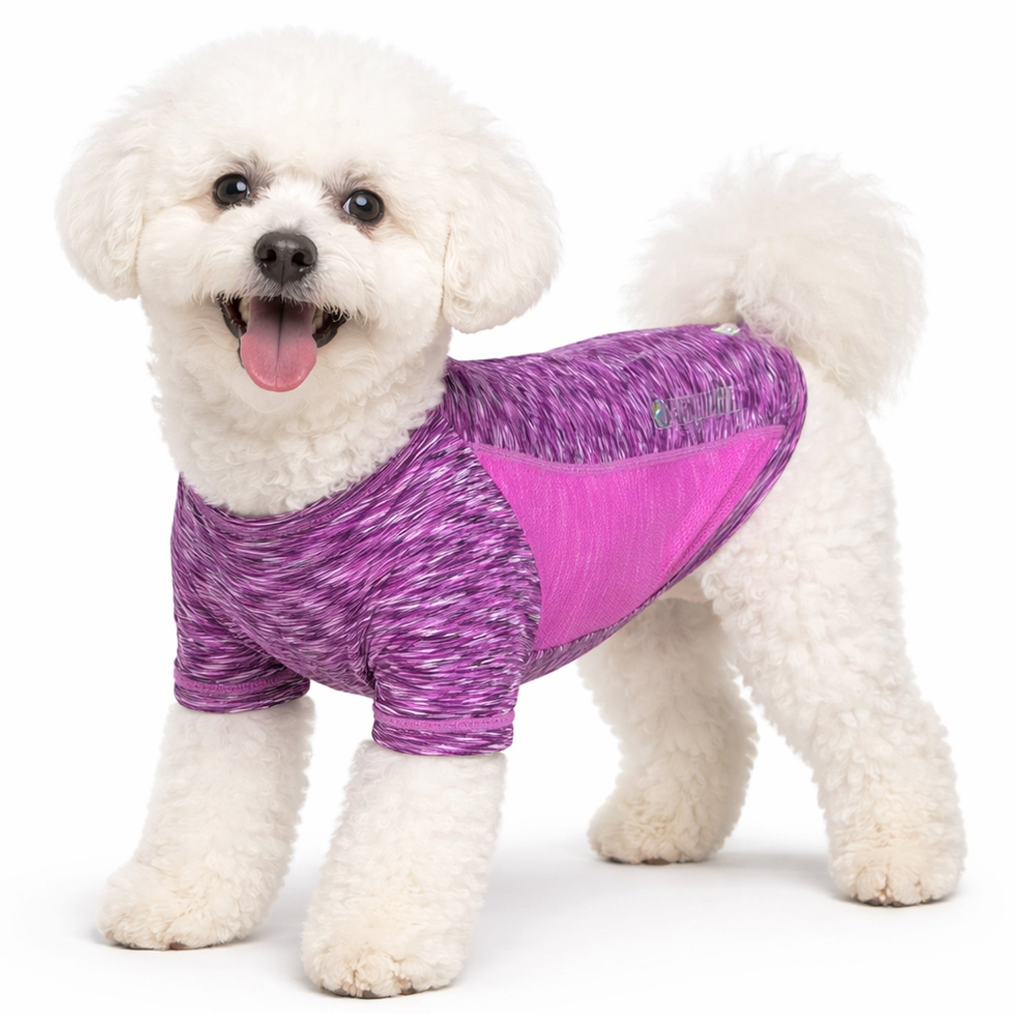 Pet Life ® Active 'Warf Speed' Heathered Ultra-Stretch Yoga Fitness Dog T-Shirt Purple Heather And Purple