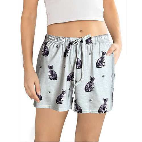 Cat Pajama Shorts (Silver Tabby) -Soft!