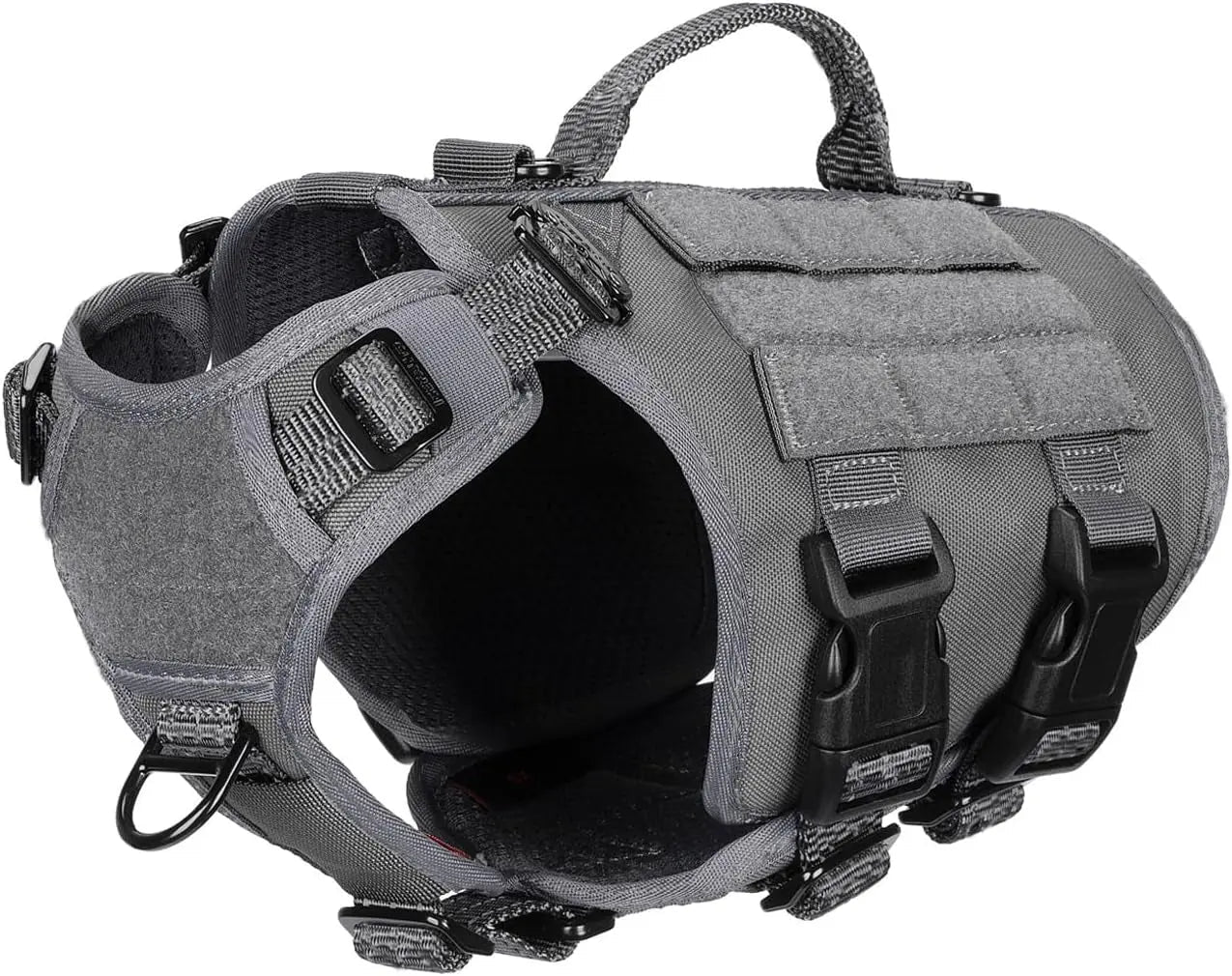 Tactical Dog Harness 6 Buckle No Pull MOLLE Vest Adjustable 3/4 Coverage Wolf Gray Xs (Pack Of 1)