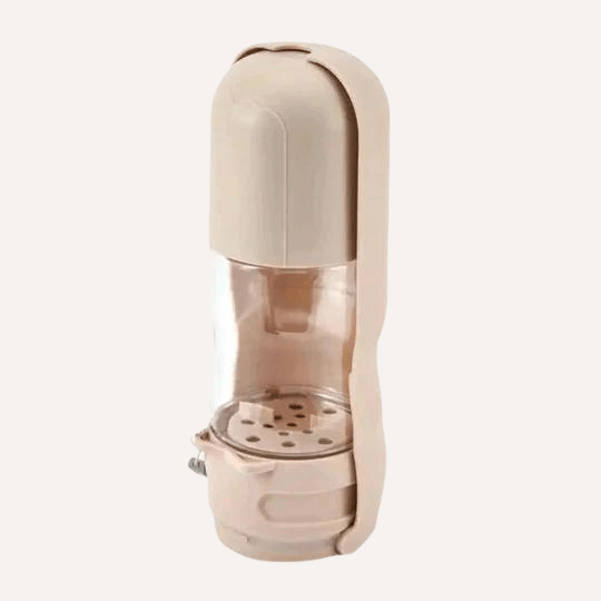 Tilley + Me Travel Dog Water Bottle with Treat Holder – Leakproof & BPA-Free 350mL Sandstone