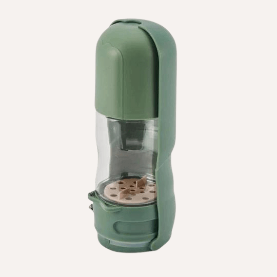 Tilley + Me Travel Dog Water Bottle with Treat Holder – Leakproof & BPA-Free 350mL Cactus Green