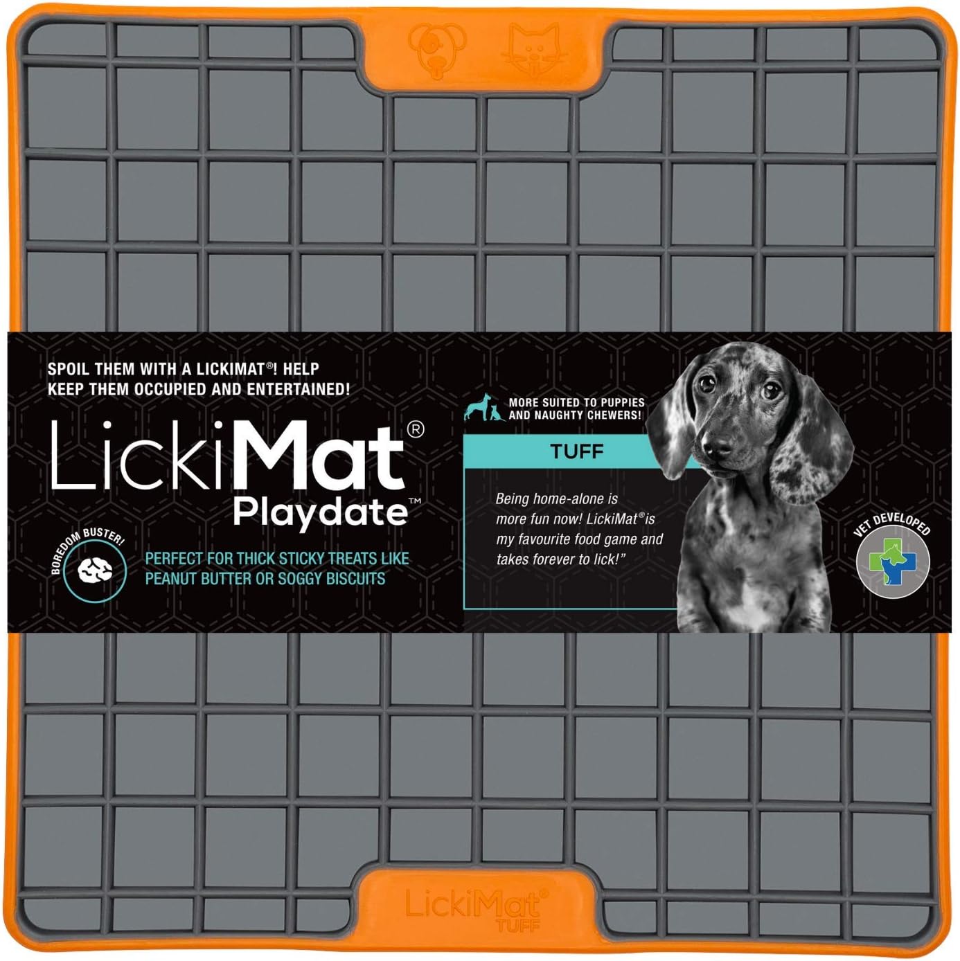 LickiMat Tuff Playdate - For Strong Chewers Orange