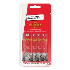 Tuna with Salmon in Goat Milk Puree Cat Treat By Fussie Cat 4 Pack
