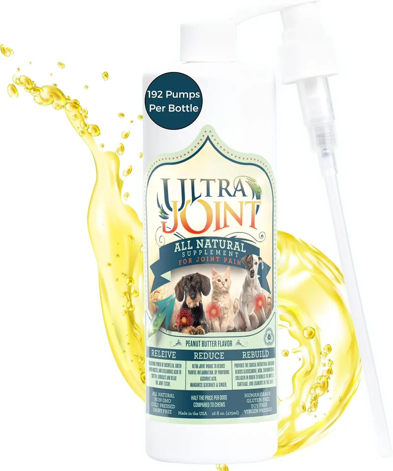 Ultra Joint Liquid Dog Supplement Glucosamine Chondroitin 8oz & 16oz Joint 16Oz