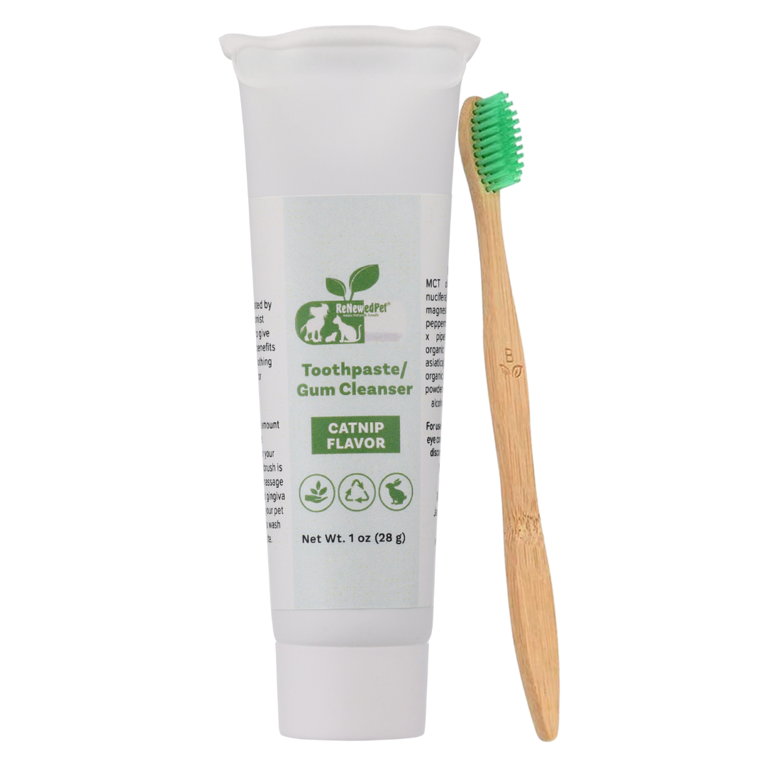 4-ALL PETS TOOTHPASTE / GUM CLEANSER 1 OZ. ($16.95 oz.) CATNIP FLAVOR DOG TOOTHBRUSH