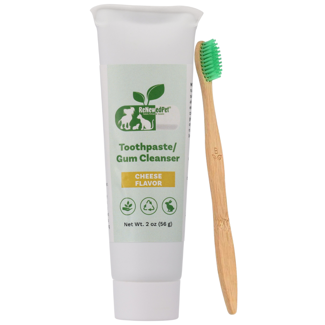 4-ALL PETS TOOTHPASTE / GUM CLEANSER 2 OZ. ($15.47 oz.) CHEESE FLAVOR DOG TOOTHBRUSH