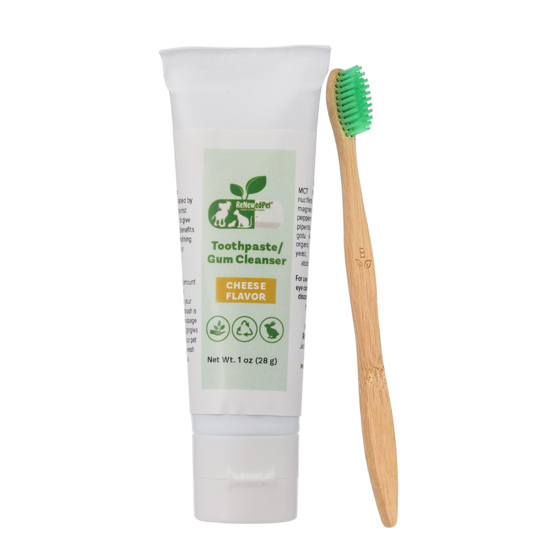 4-ALL PETS TOOTHPASTE / GUM CLEANSER 1 OZ. ($16.95 oz.) CHEESE FLAVOR DOG TOOTHBRUSH