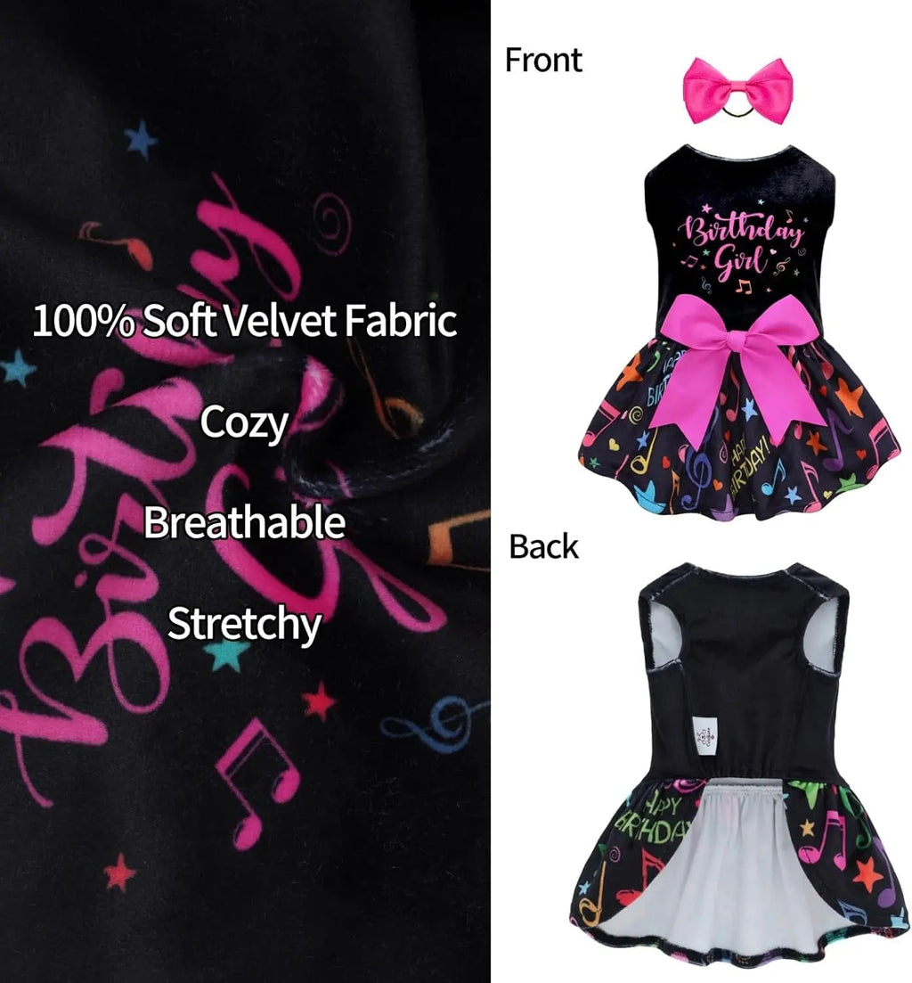Velvet Dog Birthday and Holiday Dress For Small Dogs Puppy Holiday Skirt XXS–L