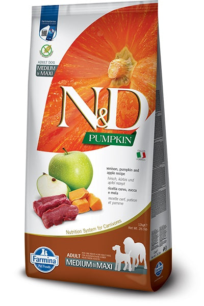 Venison & Apple Adult Dog Food by Farmina 26.4 lbs (Med Max) (No shipping)