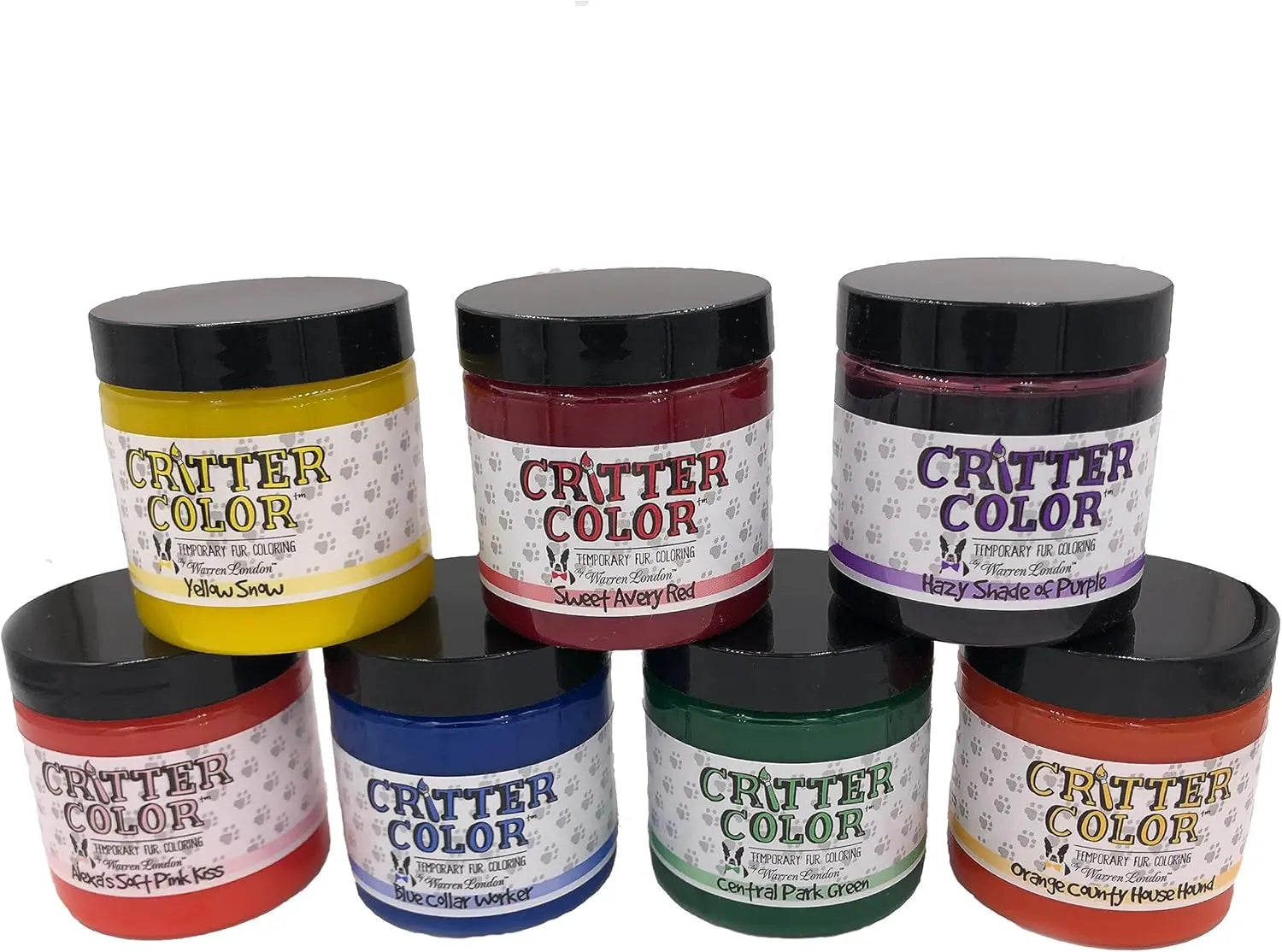 Warren London Critter Color Temporary Pet Fur Dye, Washable Non-Toxic 4oz 7 Color Pack