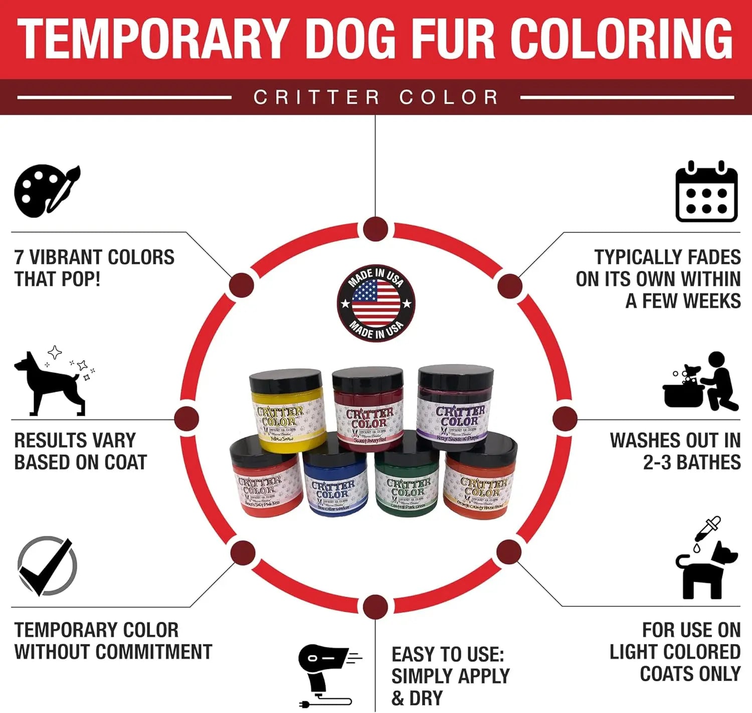 Warren London Critter Color Temporary Pet Fur Dye, Washable Non-Toxic 4oz