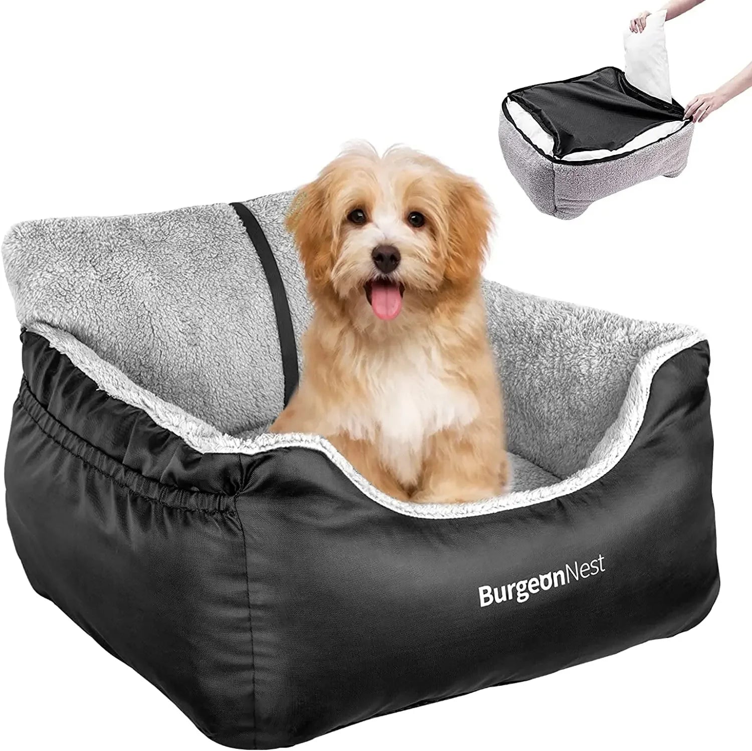 Washable Pet Car Seat Booster for Small Dogs & Cats, Oxford Fabric Black Small