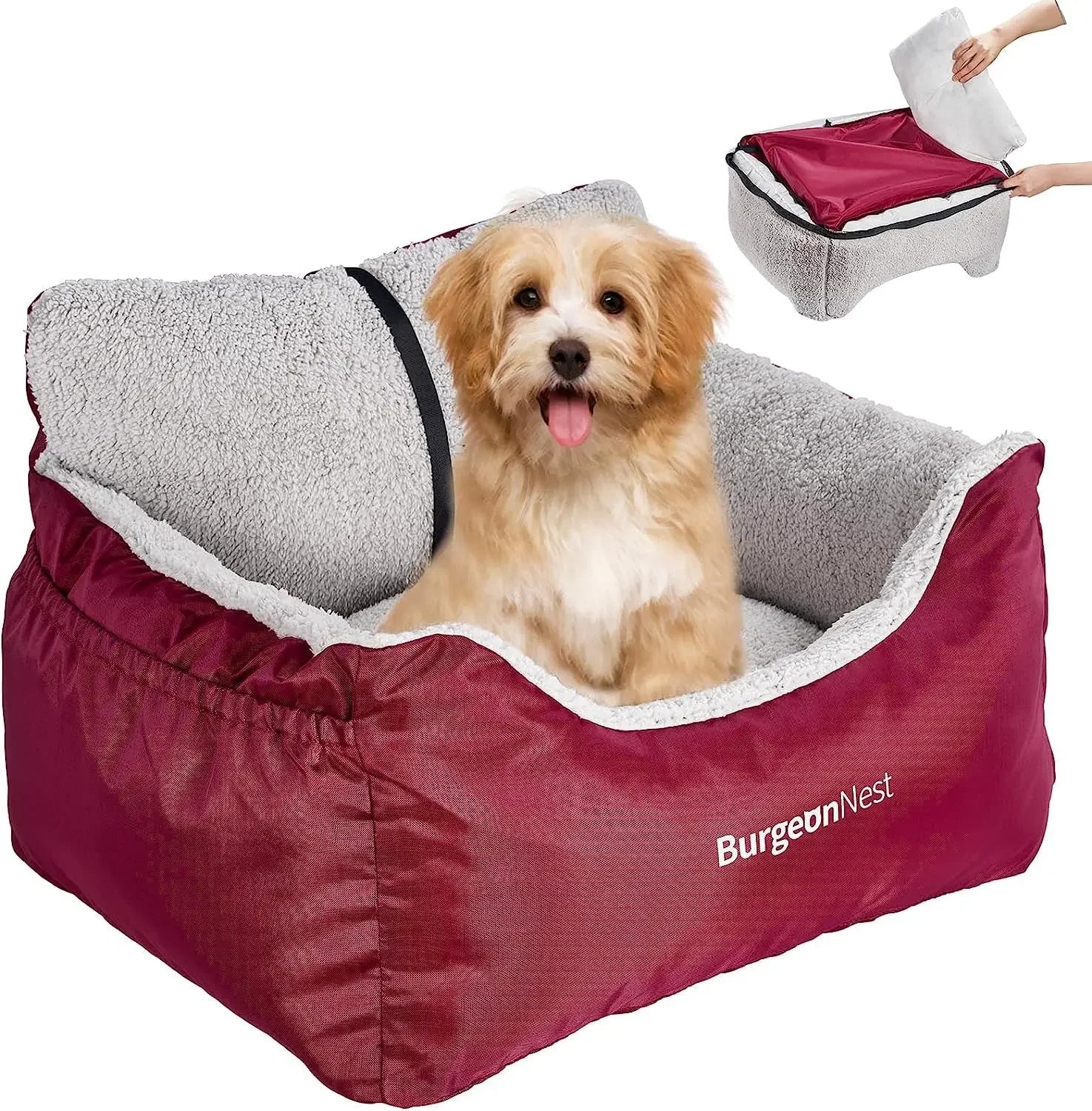 Washable Pet Car Seat Booster for Small Dogs & Cats, Oxford Fabric Red Small
