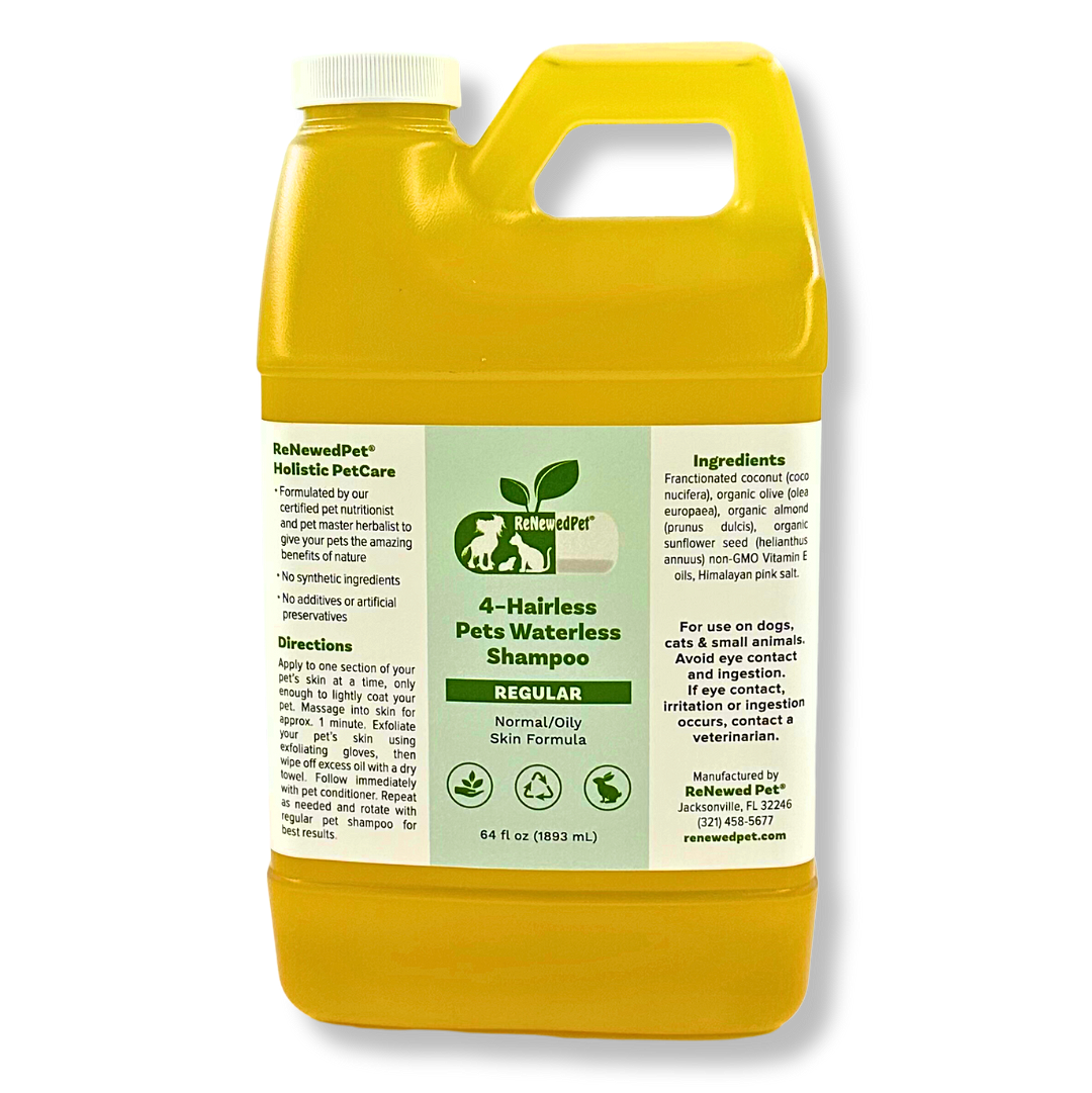 4-HAIRLESS PETS REGULAR WATERLESS SHAMPOO 64 OZ. ($3.29 oz.)