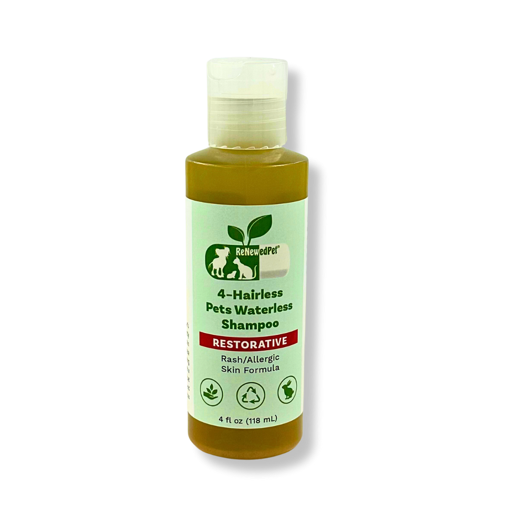 4-HAIRLESS PETS RESTORATIVE WATERLESS SHAMPOO HALF SIZE 4 OZ. ($4.73 oz.)