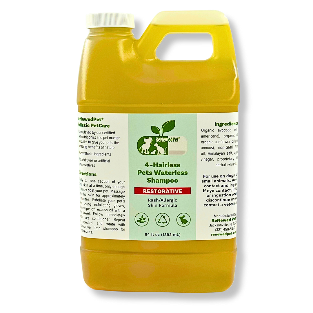 4-HAIRLESS PETS RESTORATIVE WATERLESS SHAMPOO ECONOMY 64 OZ. ($3.29 oz.)