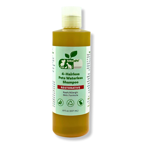 4-HAIRLESS PETS RESTORATIVE WATERLESS SHAMPOO FULL SIZE 8 OZ. ($4.49 oz.)