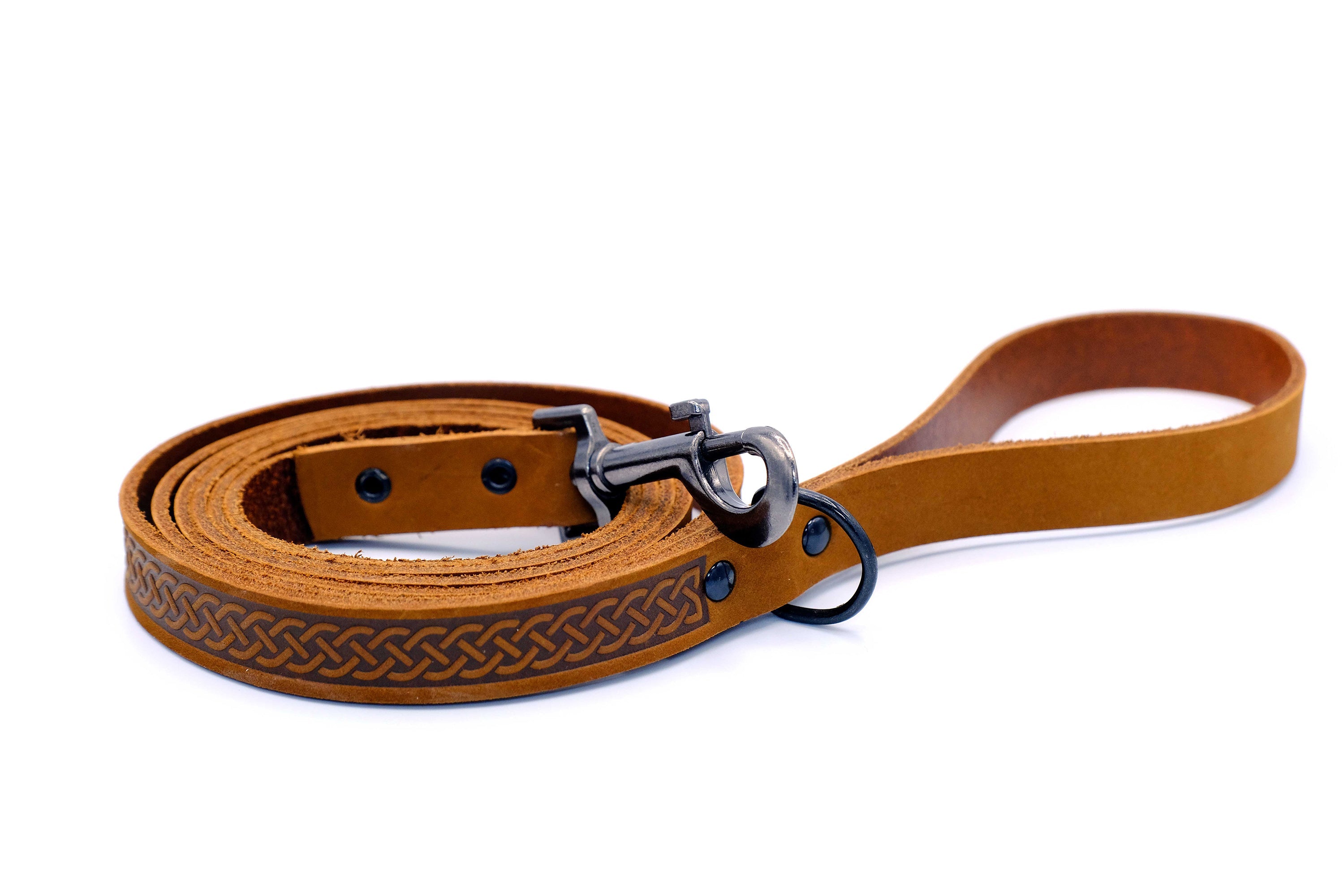 Celtic Sport Leather Collar and Leash Set Bark Brown