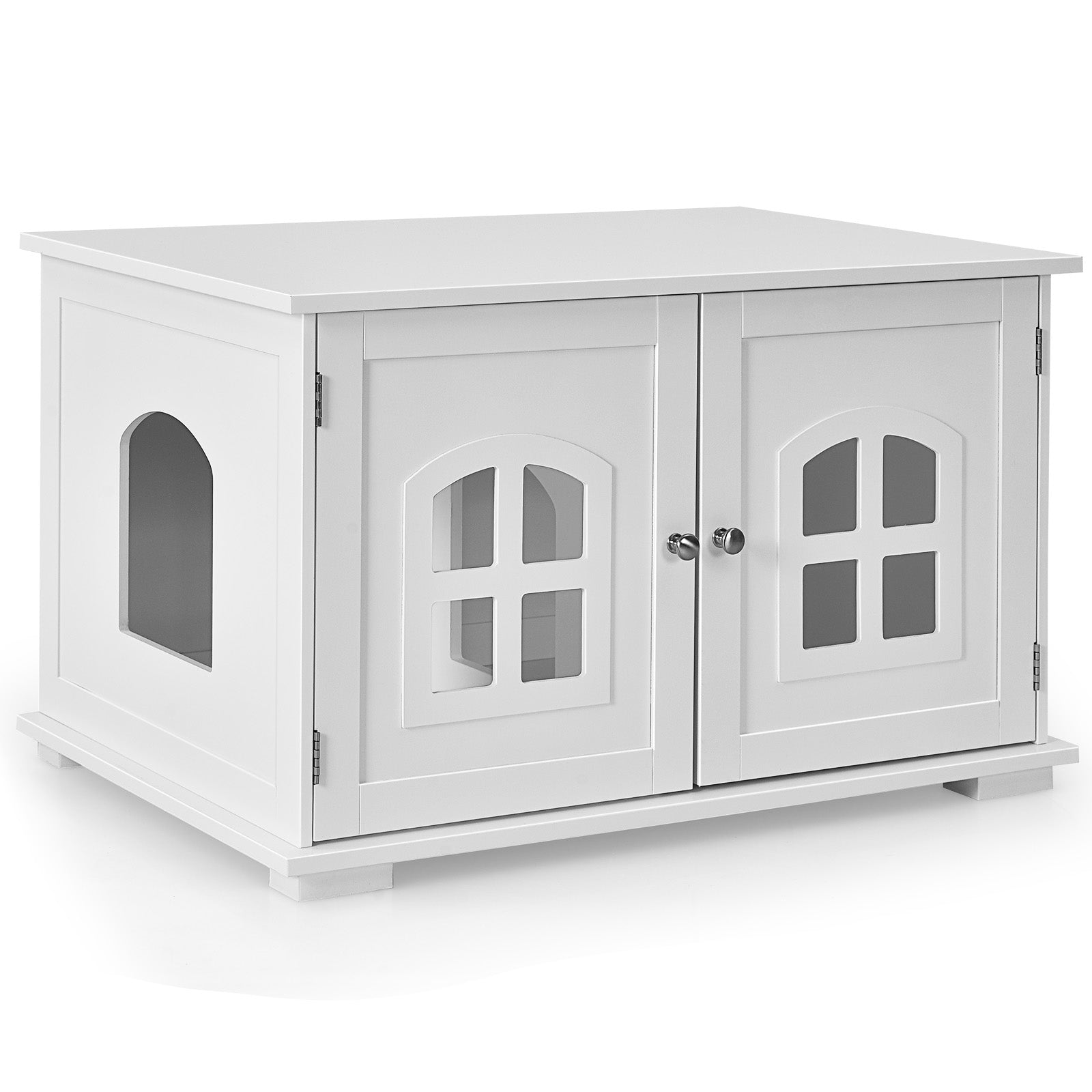 Large Wooden Cat Litter Box Enclosure Hidden Cat Washroom with Divider
