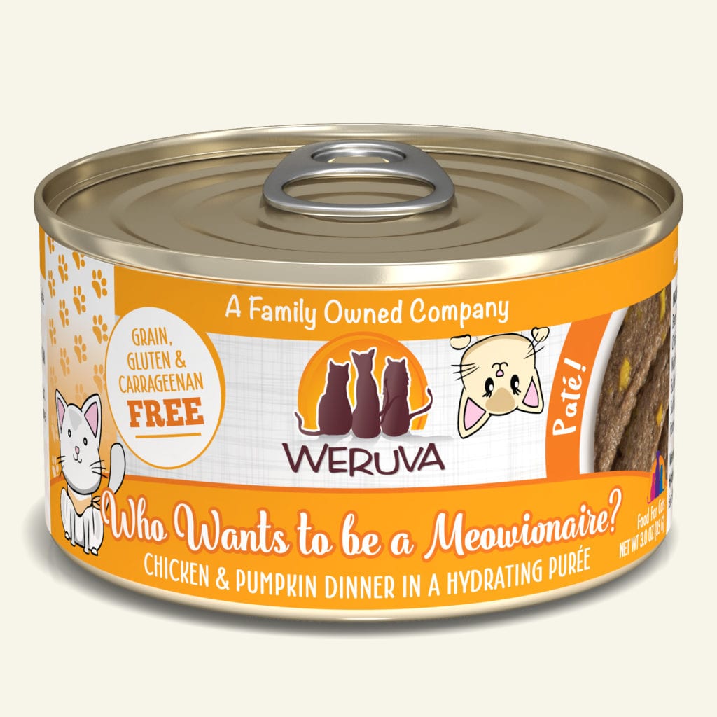 Who wants to be a Meowionaire? Chicken & Pumpkin Canned Wet Cat Food by Weruva 5.5 oz