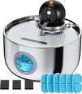Wireless Cat Water Fountain Battery Operated Motion Sensor 2.6L Quiet Cat Fountain + 6 Filters+3 Sponges