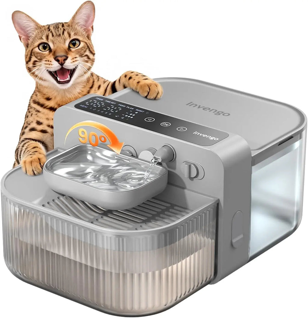 Wireless Cat Water Fountain No Filter Stainless Steel 3.5L Quiet Auto Grey