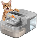 Wireless Cat Water Fountain No Filter Stainless Steel 3.5L Quiet Auto Grey
