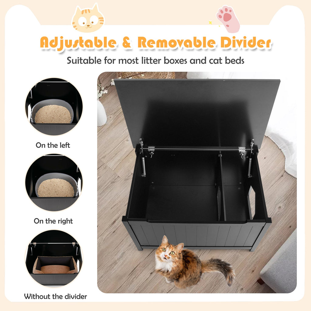 Wooden Cat Litter Box Enclosure with Top Opening Side Table Furniture