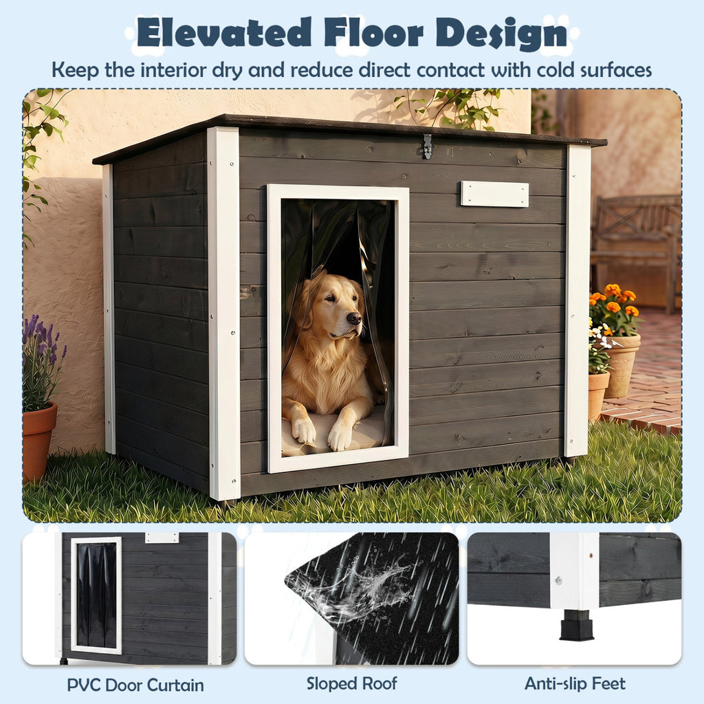 Wooden Dog House Outdoor with Openable Roof - Large