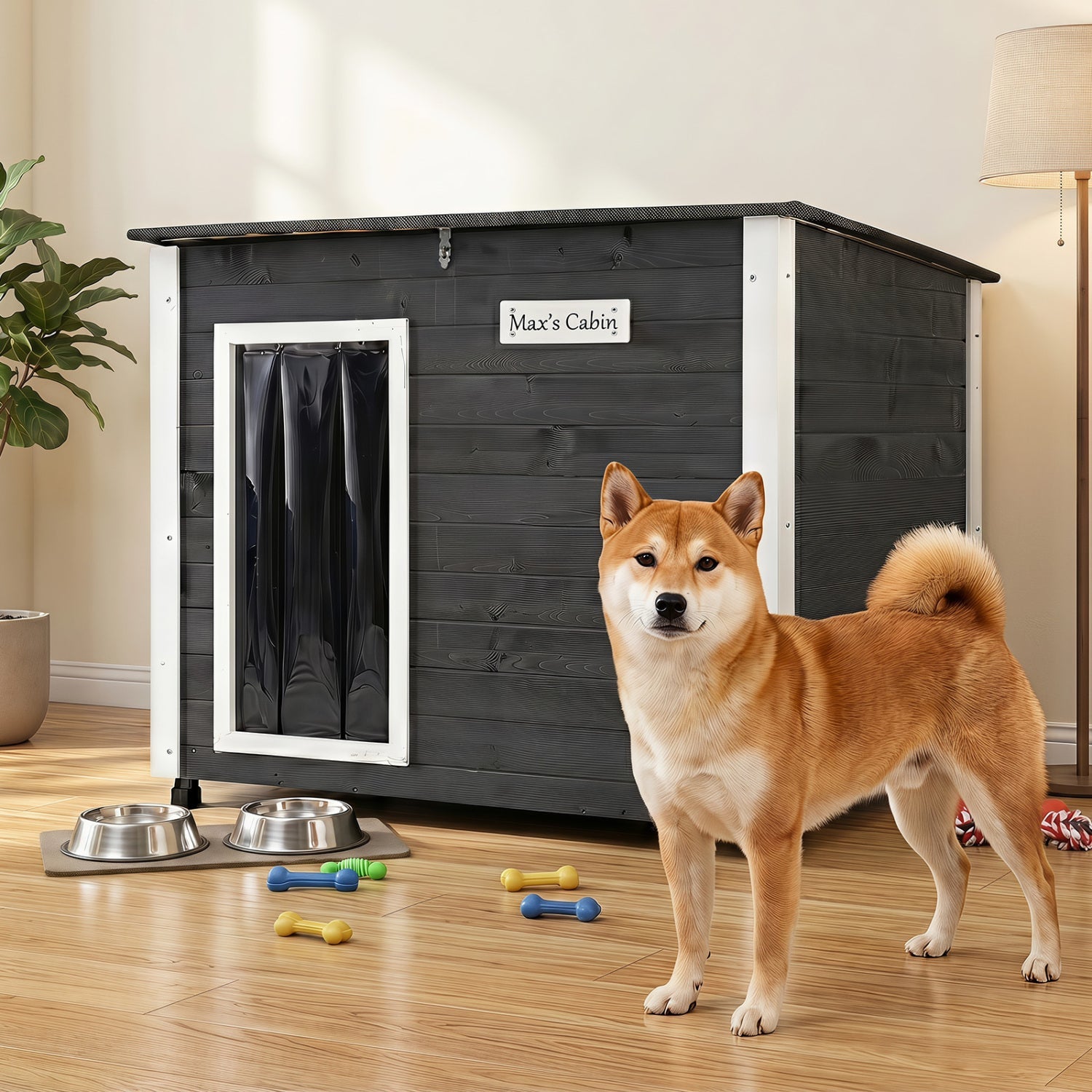 Wooden Dog House Outdoor with Openable Roof - Large Small