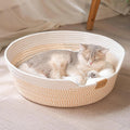 Woven Cat & Small Dog Bed Basket Cushion 18.5in Washable in 3 Colors White