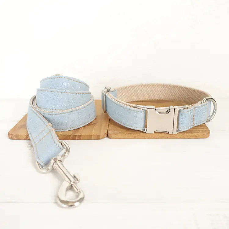 Blue Denim Leash for Pet Dogs Blue XS