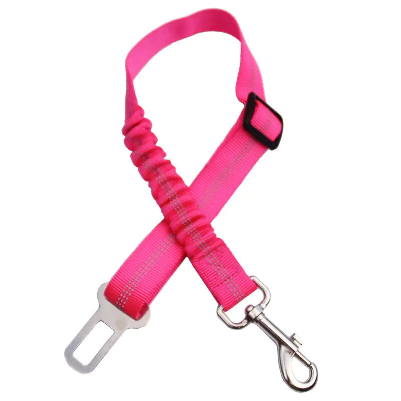 Car Safety Belt Pet Reflective Leash Pink