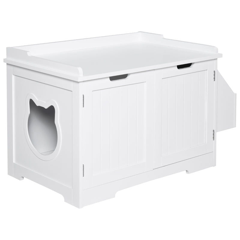 Cat Litter Box Nightstand End Table Enclosure White