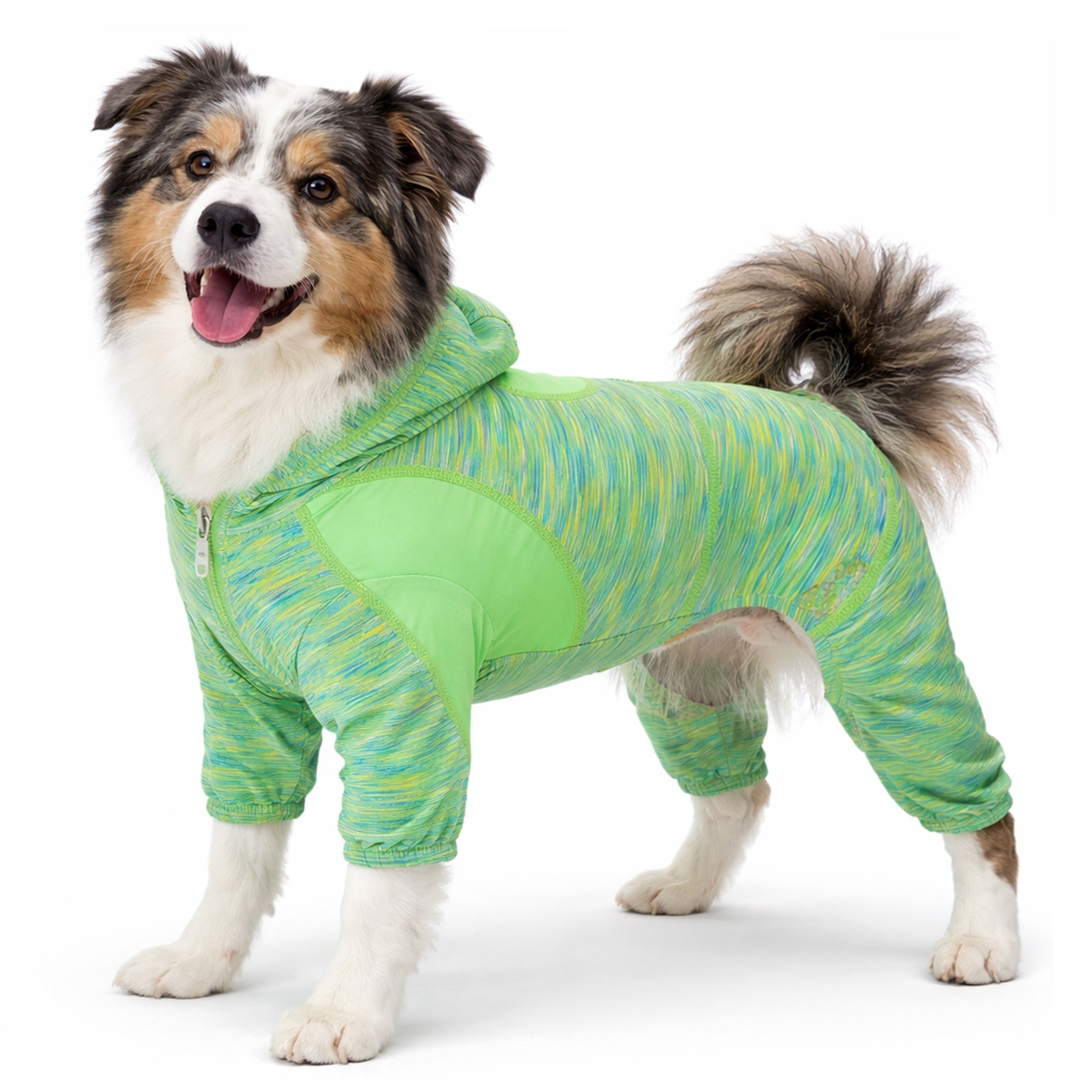 Pet Life ® Active 'Downward Dog' 4-Way-Stretch Fitness Yoga Dog Tracksuit Hoodie Green