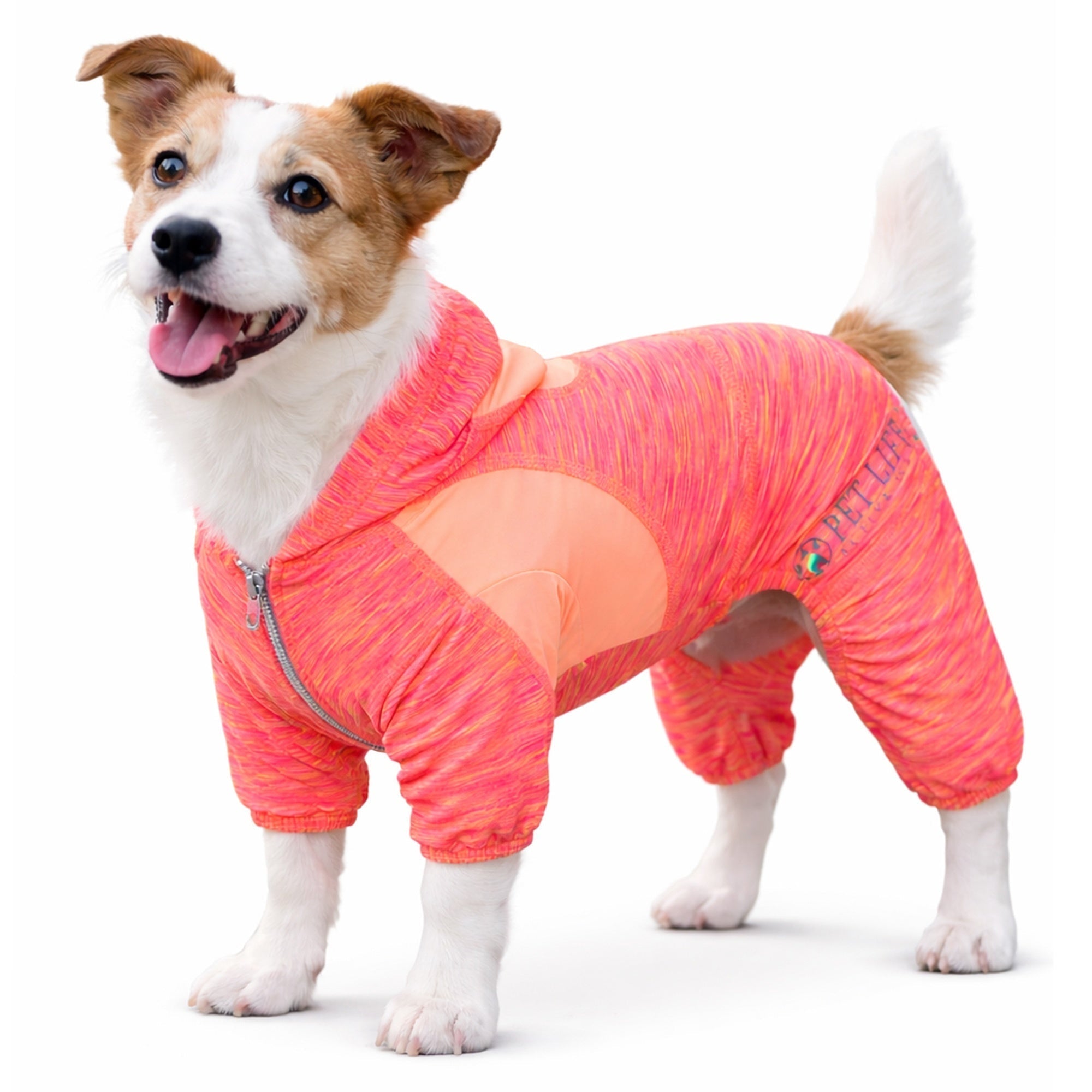 Pet Life ® Active 'Downward Dog' 4-Way-Stretch Fitness Yoga Dog Tracksuit Hoodie Orange