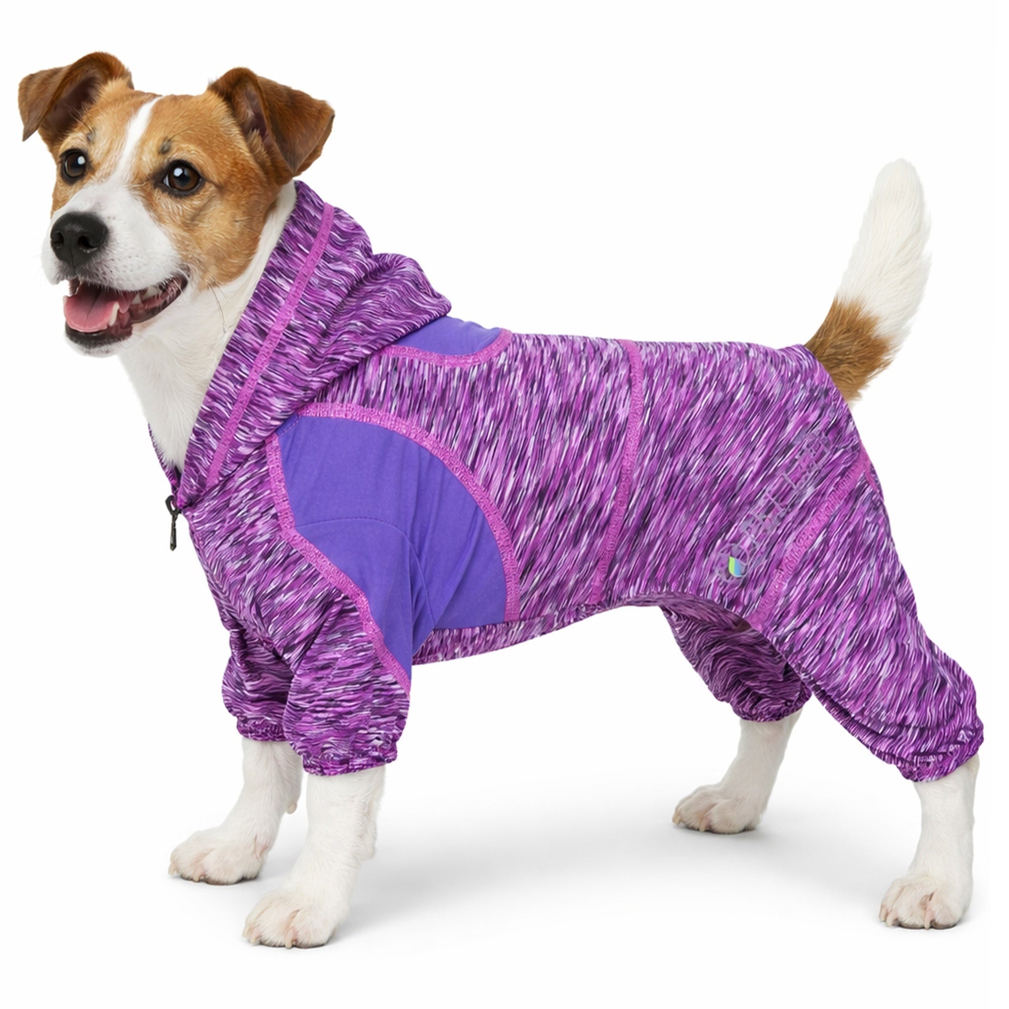 Pet Life ® Active 'Downward Dog' 4-Way-Stretch Fitness Yoga Dog Tracksuit Hoodie Purple