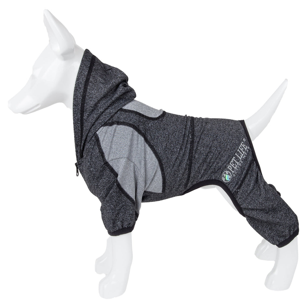 Pet Life ®  Active 'Fur-Breeze' Medium-weight 4-Way-Stretch Full Body Hooded Dog Yoga sweater