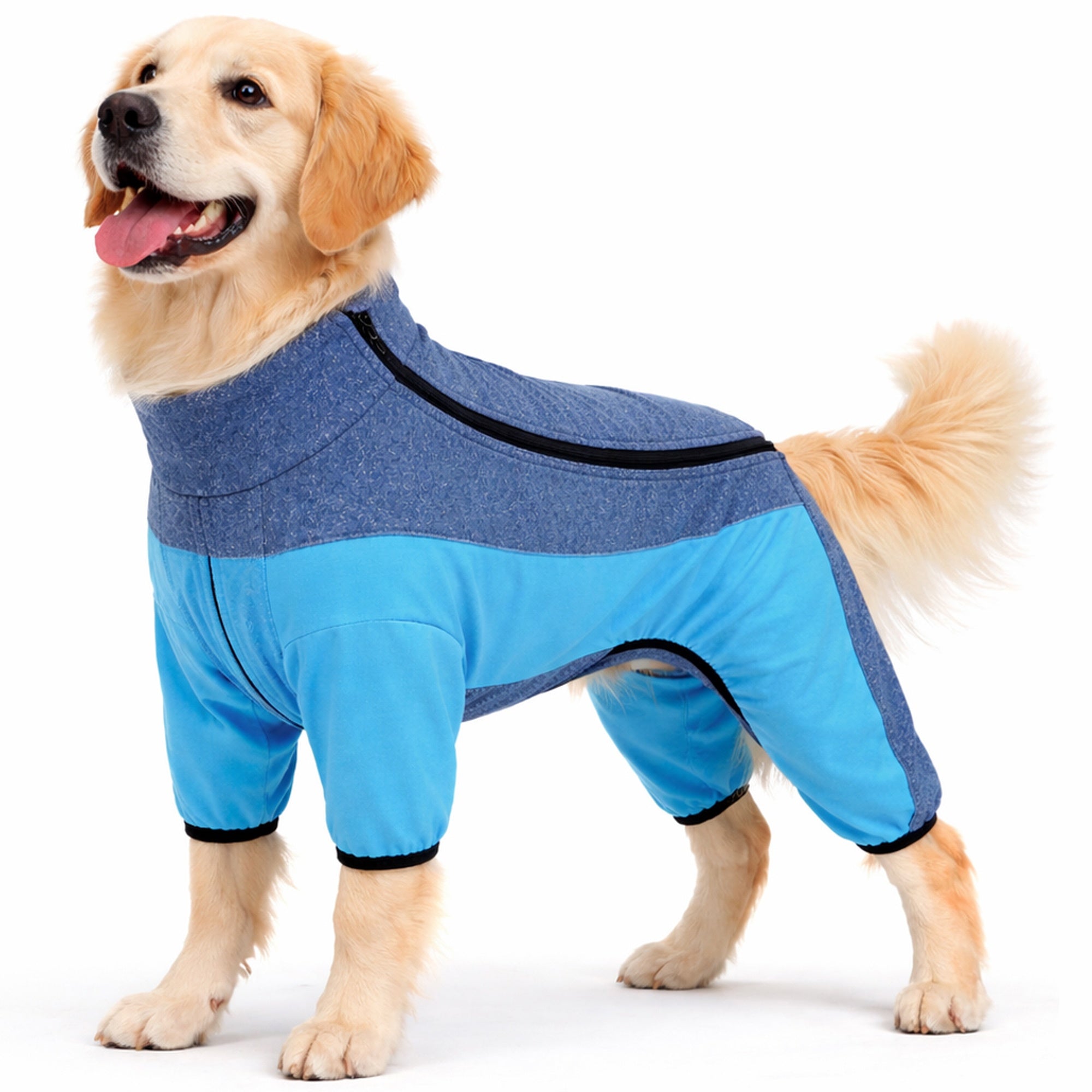 Pet Life ® Active 'Chase Pacer' Medium-weight 4-Way-Stretch Yoga Fitness Dog Tracksuit Light Blue And Blue