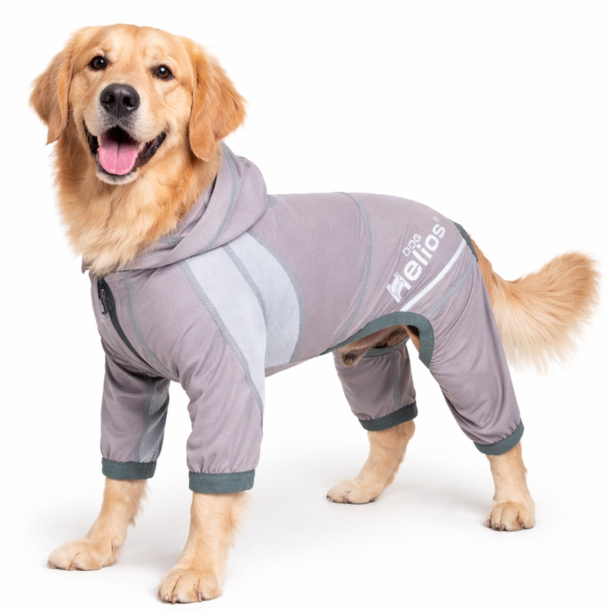 Dog Helios ® 'Namastail' Lightweight 4-Way-Stretch Yoga Performance Dog Tracksuit Hoodie Grey