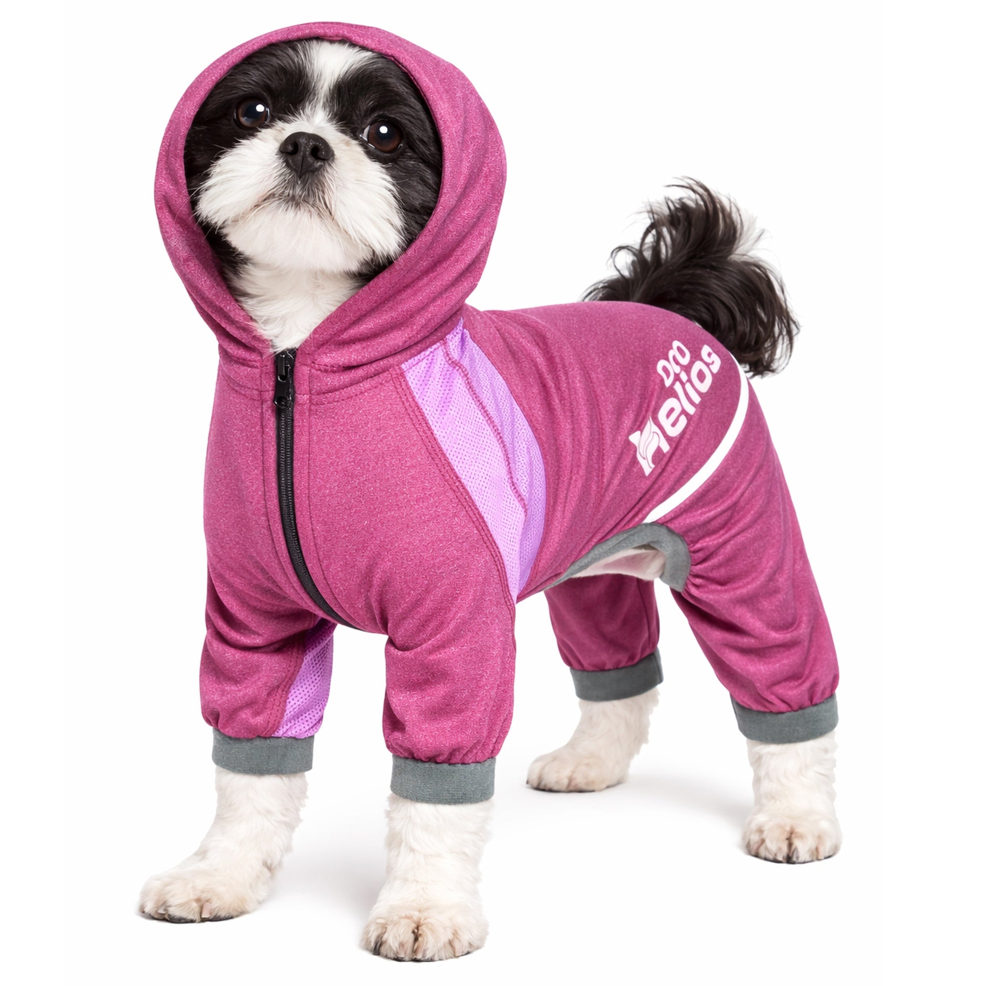 Dog Helios ® 'Namastail' Lightweight 4-Way-Stretch Yoga Performance Dog Tracksuit Hoodie Pink
