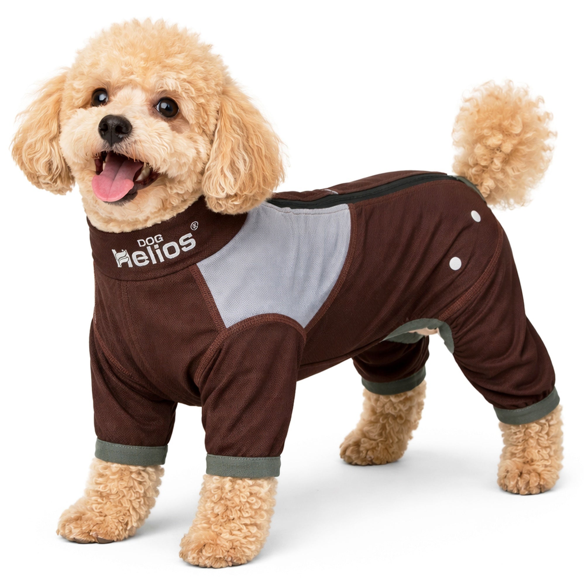 Dog Helios ® 'Tail Runner' Lightweight 4-Way-Stretch Breathable Yoga Dog Tracksuit Brown And Grey