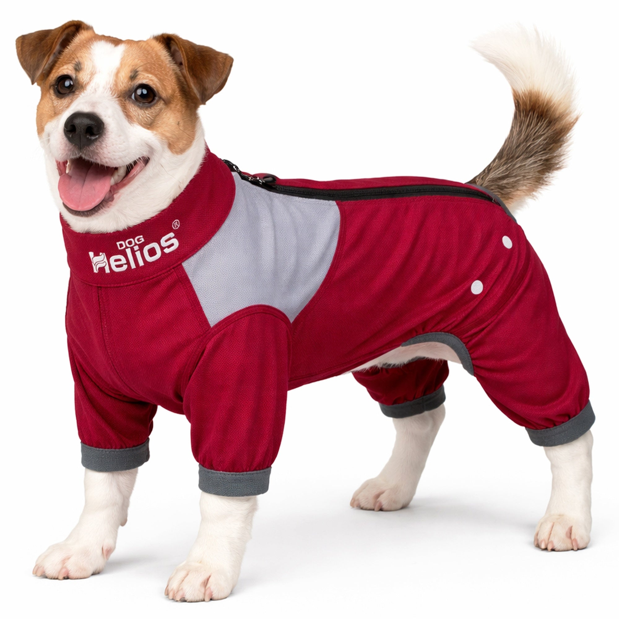 Dog Helios ® 'Tail Runner' Lightweight 4-Way-Stretch Breathable Yoga Dog Tracksuit Red And Grey