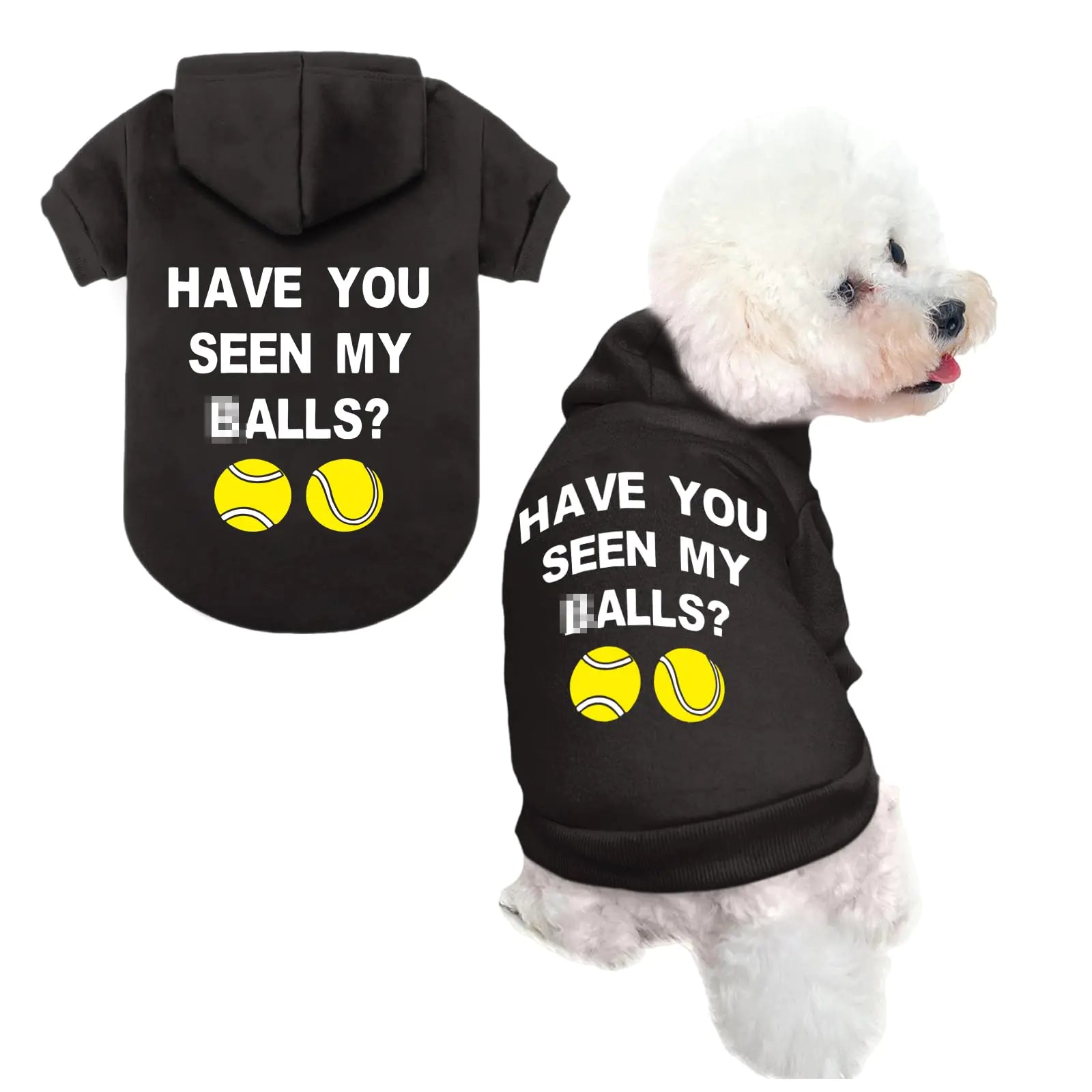Lubpow Have You Seen My Balls Dog Cat Hoodie: Funny Puppy Dog Sweatshirts Letter Printed Pet Hoodies Puppies Apparel for Small Medium Pets Dogs(BlackS) Black Small