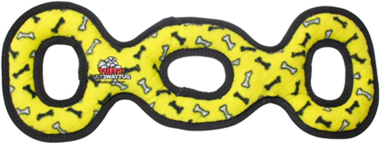 Ultimate 3way Tug Dog Toy Yellow Bone