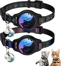 2-Pack AirTag Cat Collars with Breakaway Buckle, Reflective & Waterproof Black