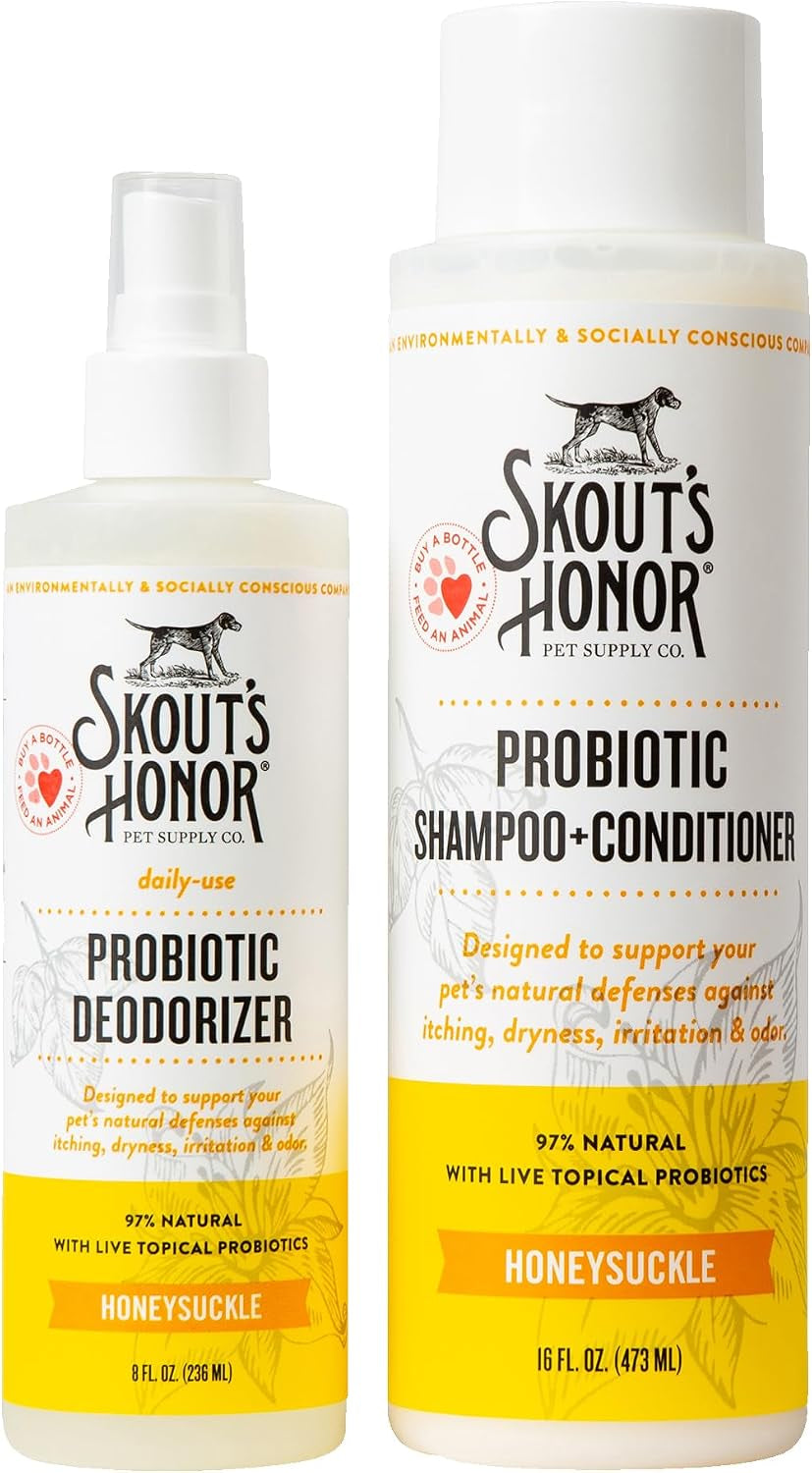 Happy Puppy Probiotic Grooming Bundle – Shampoo, Conditioner & Deodorizer Honeysuckle