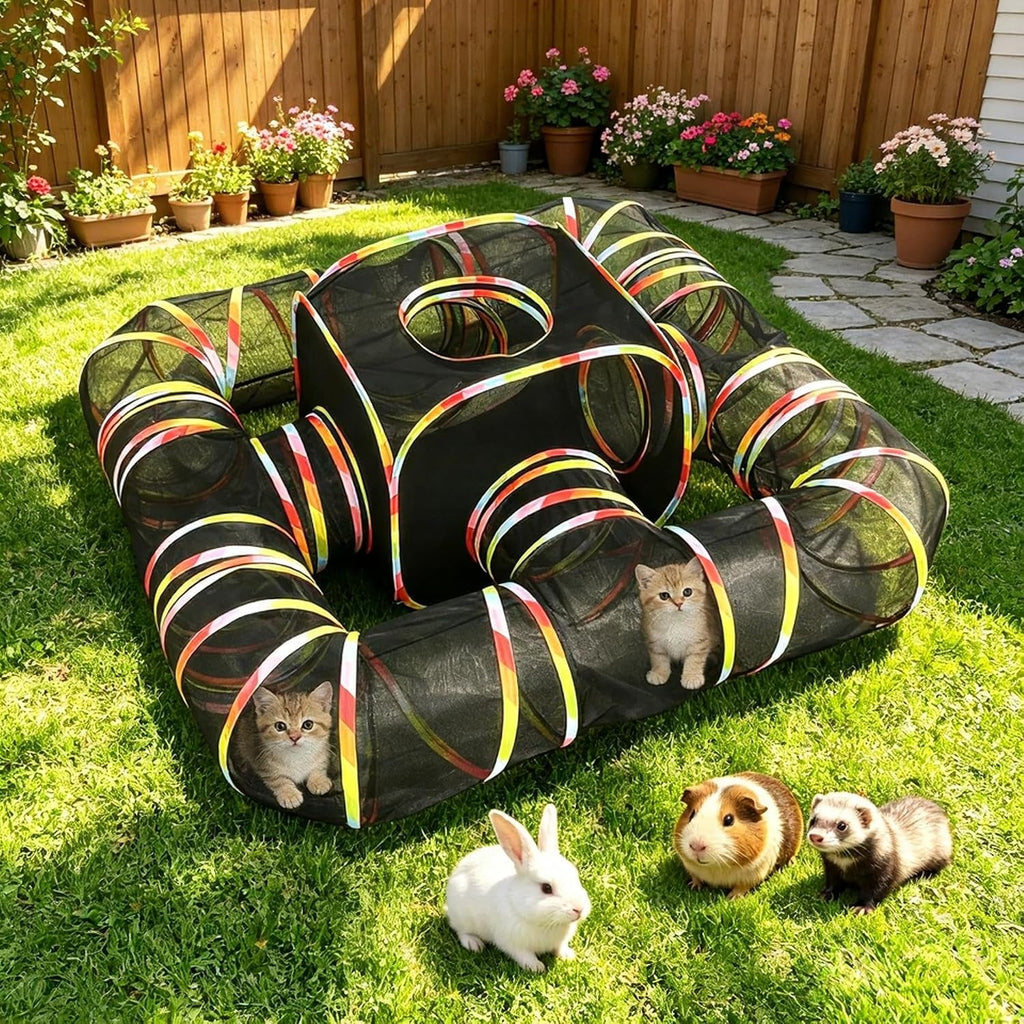 5-in-1 Outdoor Cat Enclosure with Tunnels, Portable Pop-Up Catio Playpen