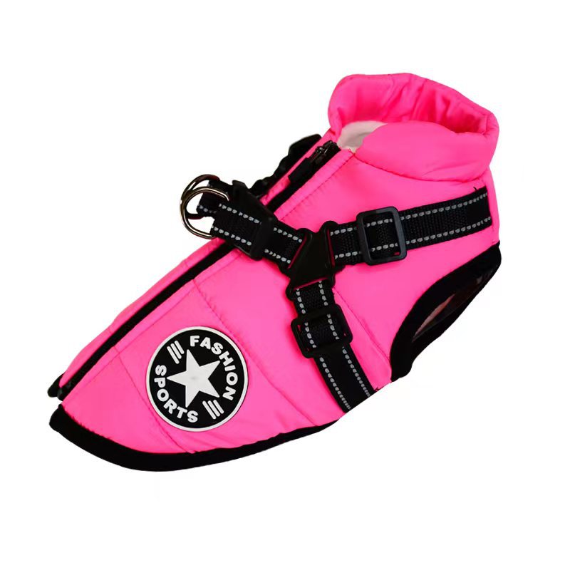 Waterproof Dog Clothes Winter Dog Coat With Harness Warm Pet Clothing Big Dog Jacket Chihuahua Labrador Coat Costume Roseo
